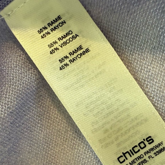 Chicos Foil Drape Alyssa Cardigan Open Front Metallic Purple Lavender Size XL - Picture 9 of 11